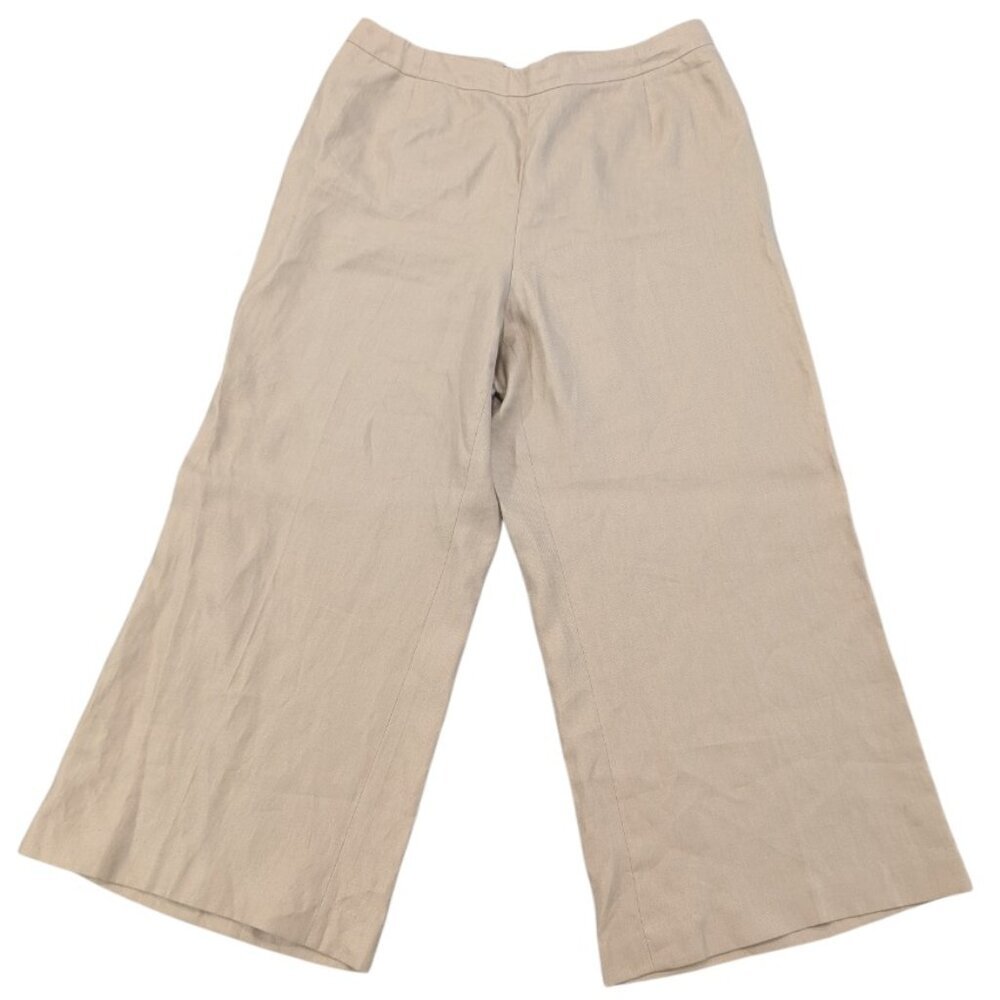 LAFAYETTE 148 100% Linen Wide Leg Pants 16 Tan Sand Women's